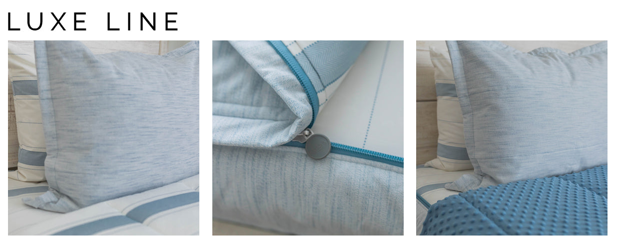 Graphic showing features of Bed-dys Luxe line
