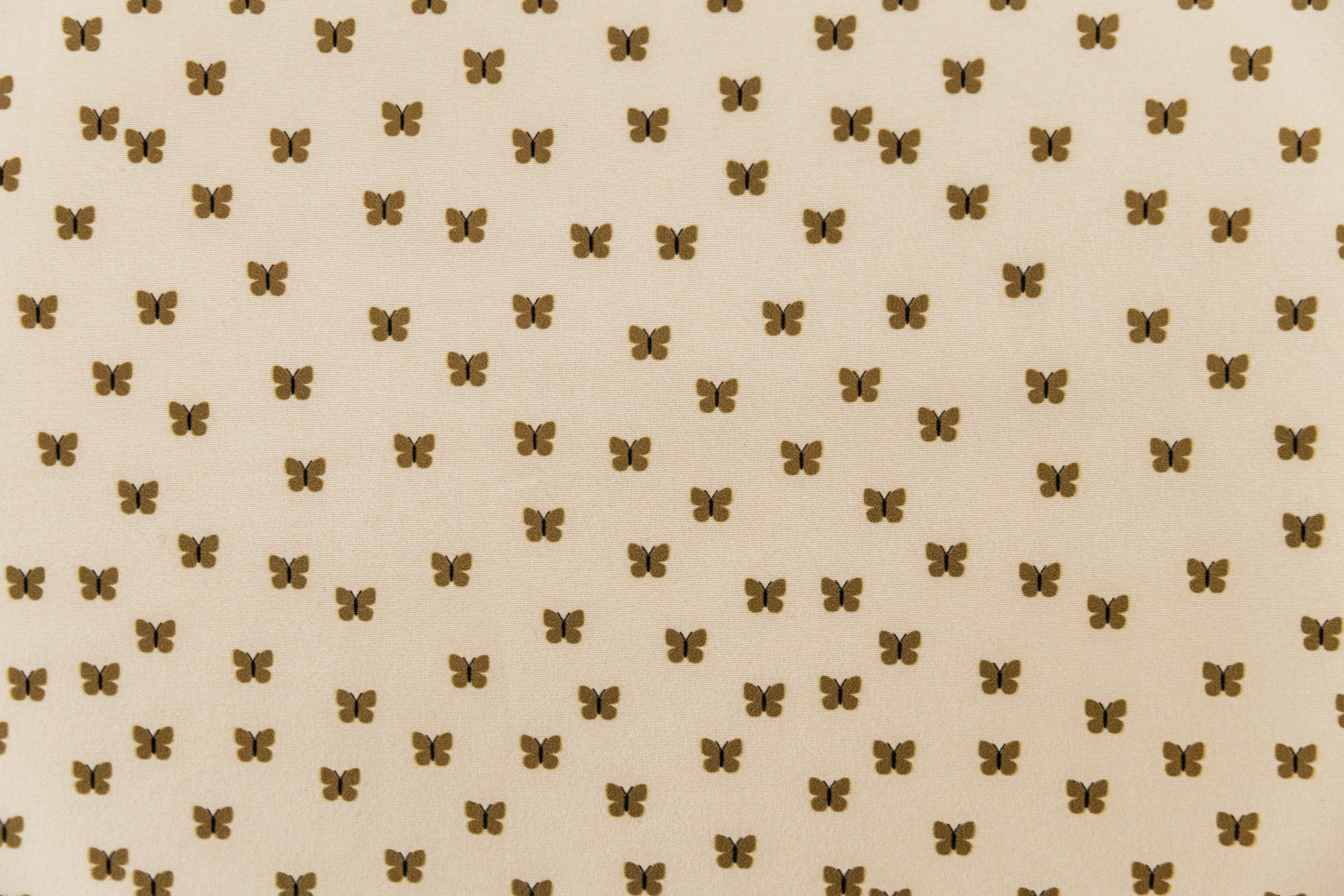 A close up of the interior of a set of butterfly zipper bedding, showcasing the small, neutral butterfly print.